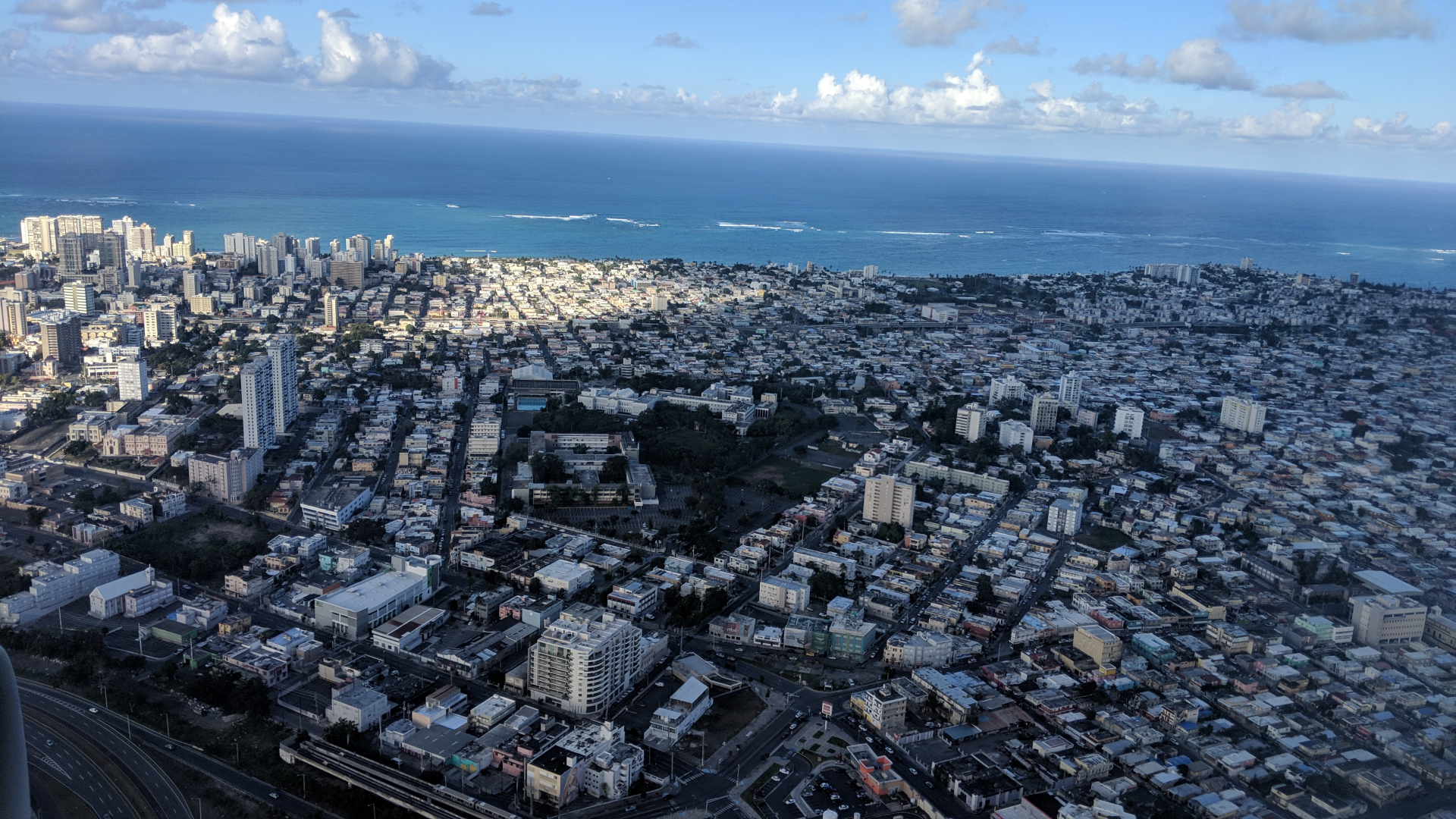 Aerial view of San Juan, Puerto Rico — coastline and city skyline